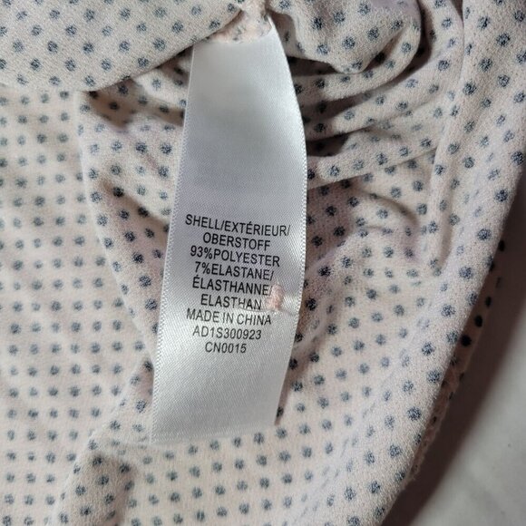 Adrianna Papell Women Beige Polka Dot Professional Long Sleeve Blouse Size L - Picture 4 of 9